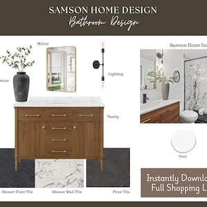 Shady Primary Bath| E-Design Bathroom Premade Bathroom Mood Board Interior Design Online Designer Home Decor Digital Design Board Renovation