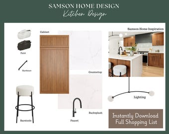 Kitchen E-Design Mood Board | Online Interior Design (Digital Download) Premade Kitchen, Interior Design, Investor Flip Design, Renovation