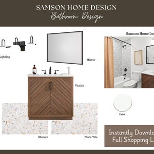 Spa Bathroom Design Mood Board | Online Interior Design (Digital Download)
