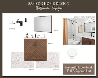 Spa Bathroom Design Mood Board | Online Interior Design (Digital Download)