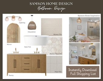 Bathroom Design Mood Board | Spa-Like Retreat (Digital Design)