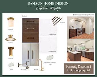 Kitchen E-Design Mood Board | Online Interior Design (Digital Download) Premade Kitchen, Interior Design, Investor Flip Design, Renovation