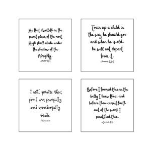 Set of 16 Baby Bible Verse Quilt Squares - Fabric Charm Pack - 3.5", 4.5", or 5" Precut Scripture Fabric Bild 6