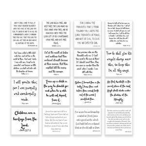 Set of 16 Baby Bible Verse Quilt Squares - Fabric Charm Pack - 3.5", 4.5", or 5" Precut Scripture Fabric