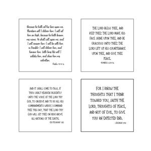 Set of 16 Baby Bible Verse Quilt Squares - Fabric Charm Pack - 3.5", 4.5", or 5" Precut Scripture Fabric Bild 8