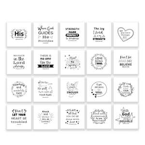 20 Scripture Quilt Squares – Bible Verse Fabric Charm Pack – 3.5&quot;, 4.5&quot;, or 5&quot; Cotton Precuts