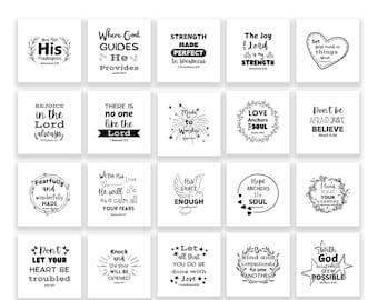 20 Scripture Quilt Squares – Bible Verse Fabric Charm Pack – 3.5", 4.5", or 5" Cotton Precuts