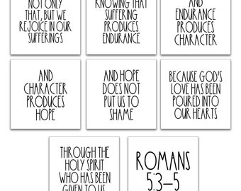 Romans 5:3-5 Precut Quilt Squares - Set of 8 Precut Quilt Squares Charm Pack