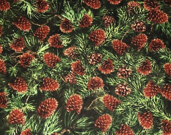1252 Snowy Pine Branches; Fabric By the Yard; Fat Quarters to Full Yards