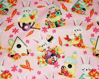 Easter Fabric, Bunny Fabric, Easter Chick Fabric, By The Yard, Nursery Fabric, Henry Glass, Quilting Craft Sewing Fabric, Novelty Fabric