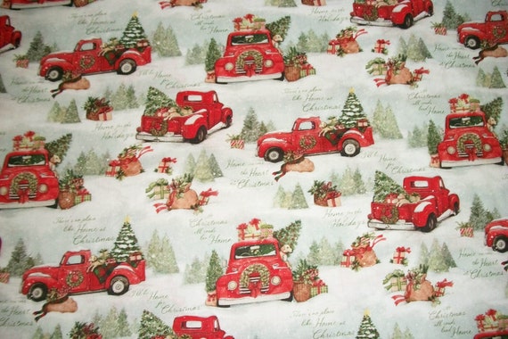 Red Truck Fabric Susan Winget Fabric Christmas Fabric Etsy