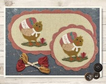 Wool Applique Pattern, Easter Wool Candle Mat Pattern, Spring Wool Pattern, Easter Chick Wool Applique, Table Mat Pattern, PATTERN ONLY