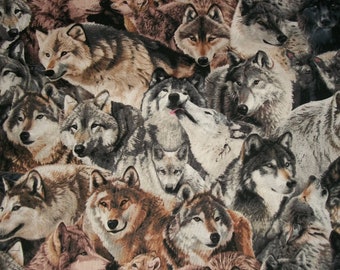 Wolf Fabric, Wolves Fabric, Canine Fabric, By The Yard, Elizabeth Studios, Lodge Fabric, Quilting Sewing Crafting Fabric, Novelty Fabric