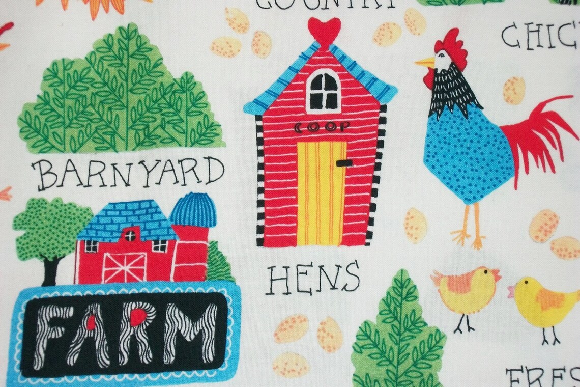Chicken Fabric Barn Fabric By The Yard QT Fabrics Country Etsy
