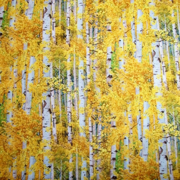 Tree Fabric, Aspen Fall Tree Fabric, By The Yard, Elizabeth Studios, Quilting Fabric, Crafting Sewing Fabric, Novelty Fabric, Autumn Fabric,