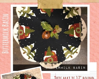 Wool Applique Pattern, Red Truck Wool Candle Mat Pattern, Christmas Wool Pattern, Winter Wool Applique, Table Mat Pattern, PATTERN ONLY