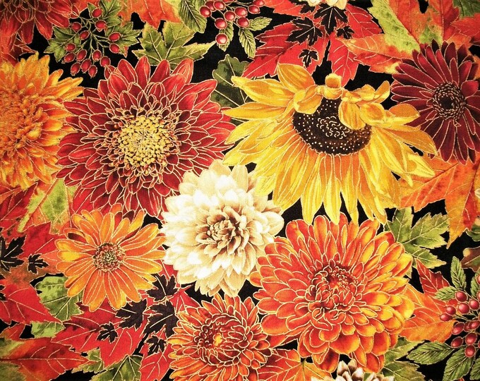 Fall Cloth Texture Fall Fabric, Fall Flower Fabric, by the Yard, Timeless Treasures ...