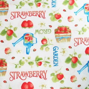 Fruit Fabric, Country Fabric, By The Yard, Henry Glass, Quilting Sewing Fabric, Novelty Fabric, Strawberry Fabric, Summer Garden Fabric