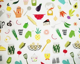 Kitchen Fabric, Kitchen Country Fabric, By The Yard, QT Fabrics, Quilting Sewing Fabric, Novelty Fabric, Vegetable Fabric, Fruit Fabric,