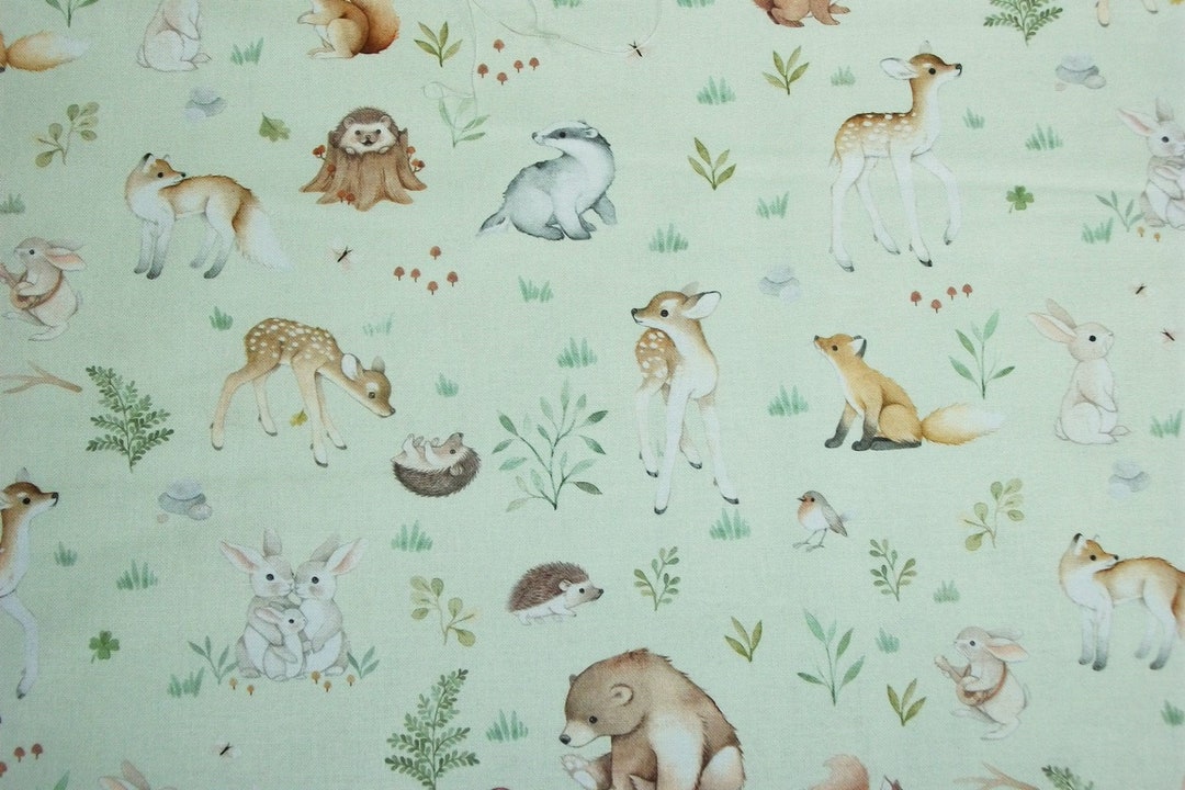 Animal Fabric, Baby Fabric, by the Yard, Nursery Fabric, Dear Stella