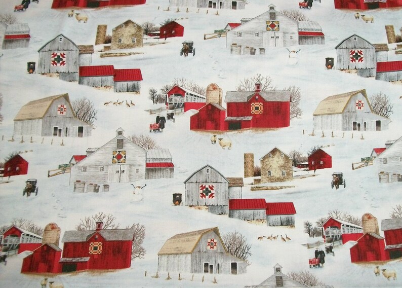 Christmas Fabric Winter Fabric Quilt Barn Fabric by the Etsy
