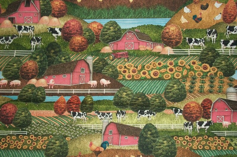 Country Fabric Barn Fabric by the Yard QT Fabrics Farm Etsy