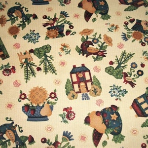 Salt Box House Fabric, Flower Fabric, By The Yard, Henry Glass, Primitive Fabric, Quilting Sewing Fabric, Novelty Fabric, Folk Art Fabric