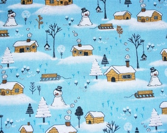 Snow Village Fabric, Snowman Fabric, Christmas Fabric, Winter Fabric, By The Yard, Country Fabric, Quilting Sewing Fabric, Michael Miller