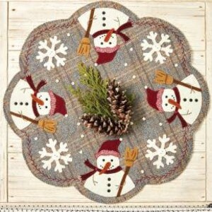 Wool Applique Pattern, Snowman Wool Candle Mat Pattern, Christmas Wool Pattern, Winter Wool Applique, Table Mat Pattern, PATTERN ONLY