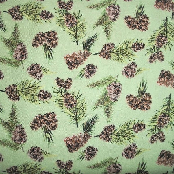 Pine Cone Fabric, Lodge Fabric, By The Yard, Clothworks, Sewing Quilting Crafting Fabric, Novelty Fabric, Pine Tree Fabric, Rustic Fabric