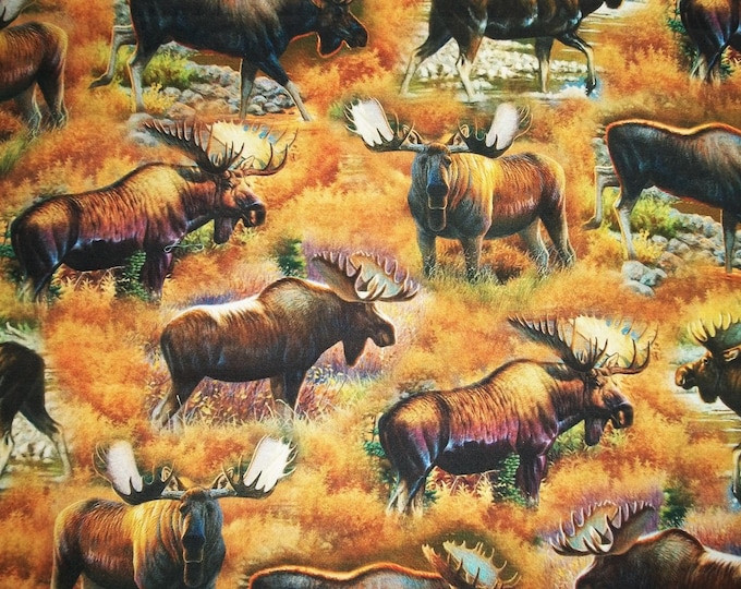 Moose Fabric, Wildlife Fabric, Nature Fabric, by the Yard, QT Fabrics