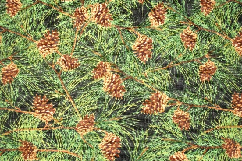 Pine Cone Fabric Christmas Fabric By The Yard Holiday Etsy