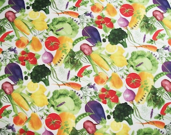 Vegetable Fabric, Garden Farm Fabric, By The Yard, 3 Wishes Fabric, Sewing Quilting Fabric, Novelty Fabric, Farmer's Market Veggie Fabric