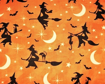 Fat Quarter Halloween Witches Cotton Quilting Fabric  50cm x 55cm  Red Rooster