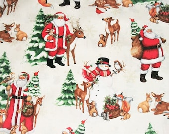 Susan Winget Santa Fabric, Christmas Snowman Fabric, By The Yard, Holiday Fabric, Quilting Sewing Fabric, Winter Fabric, Novelty Fabric