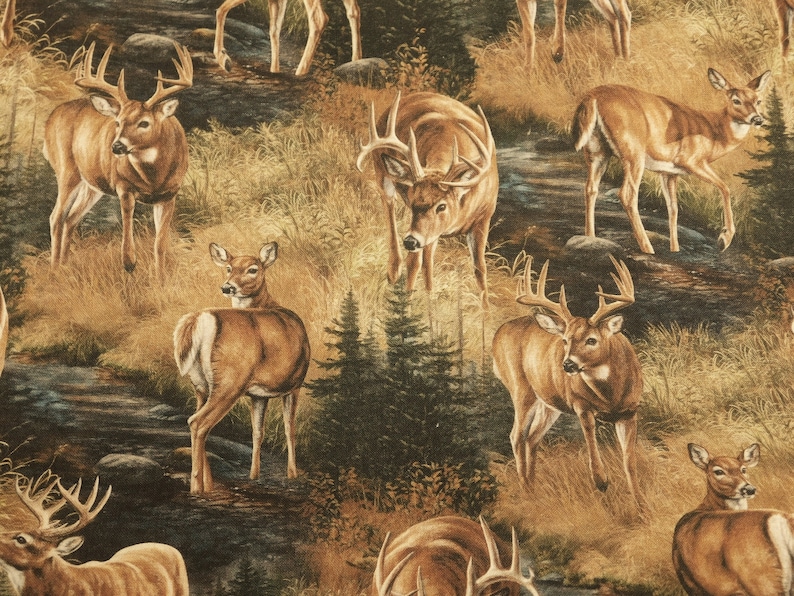 Wildlife Fabric By The Yard Novelty Fabric Nature Fabric Springs Creative Fabric Deer Fabric Sewing Crafting Fabric Lodge Fabric