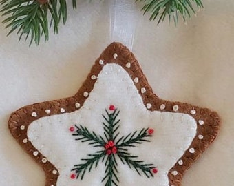 Christmas Ornament Wool Pattern, Ornament Pattern, Wool Applique Pattern, Christmas Decorations Pattern, Star Ornament, PATTERN ONLY