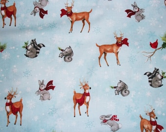 Susan Winget Fabric, Christmas Fabric, Winter Fabric, Woodland Animal Fabric, By The Yard, Quilting Sewing Fabric, Deer Fabric, Novelty