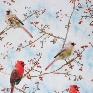 Cardinal Fabric, Bird Fabric, By The Yard, Winter Fabric, Timeless Treasures, Sewing Quilting Fabric, Novelty Fabric, Berries Fabric image 3