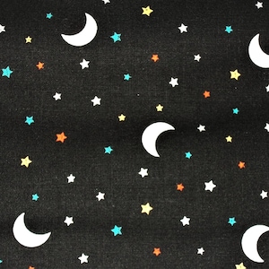 Halloween Fabric, Moon Fabric, By The Yard, Michael Miller, Quilting Crafting Sewing Fabric, Spooky Novelty Fabric, Star Accent Fabric