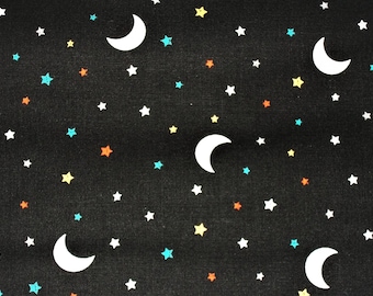 Halloween Fabric, Moon Fabric, By The Yard, Michael Miller, Quilting Crafting Sewing Fabric, Spooky Novelty Fabric, Star Accent Fabric