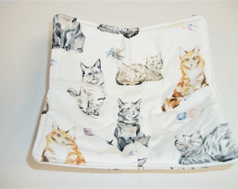 Microwave Bowl Cozy, Quilted Pot Holder, Kitchen Utensil Decor, Hot Pad, Bowl Holder, Bowl Cozy, Microwave Cozy, Soup Bowl Cozy, Caddy, Cats