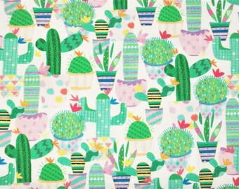 Cactus Fabric, Southwest Fabric, By The Yard, Plant Fabric, QT Fabrics, Quilting Fabric, Craft Sewing Fabric, Novelty Fabric, Summer Fabric