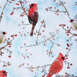 Cardinal Fabric, Bird Fabric, By The Yard, Winter Fabric, Timeless Treasures, Sewing Quilting Fabric, Novelty Fabric, Berries Fabric image 2