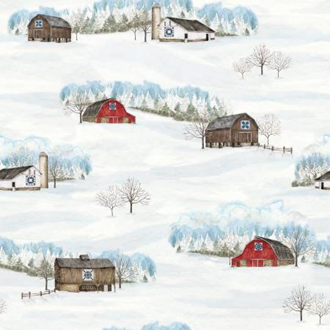 Country Fabric, Farm Fabric, Quilt Barn Fabric, by the Yard, Barn