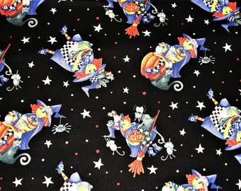 Halloween Fabric, Pumpkin Fabric, Witch Fabric, By The Yard, Henry Glass, Quilting Crafting Sewing Fabric, Novelty Fabric, Black Cat Fabric