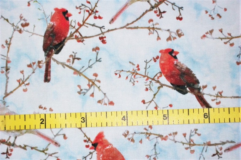 Cardinal Fabric, Bird Fabric, By The Yard, Winter Fabric, Timeless Treasures, Sewing Quilting Fabric, Novelty Fabric, Berries Fabric image 5