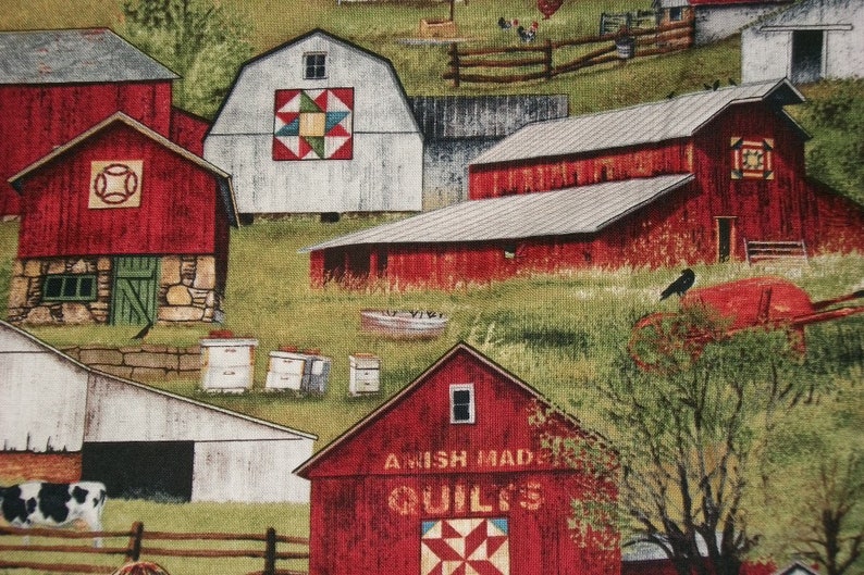 Country Fabric Farm Fabric Quilt Barn Fabric by the Yard Etsy