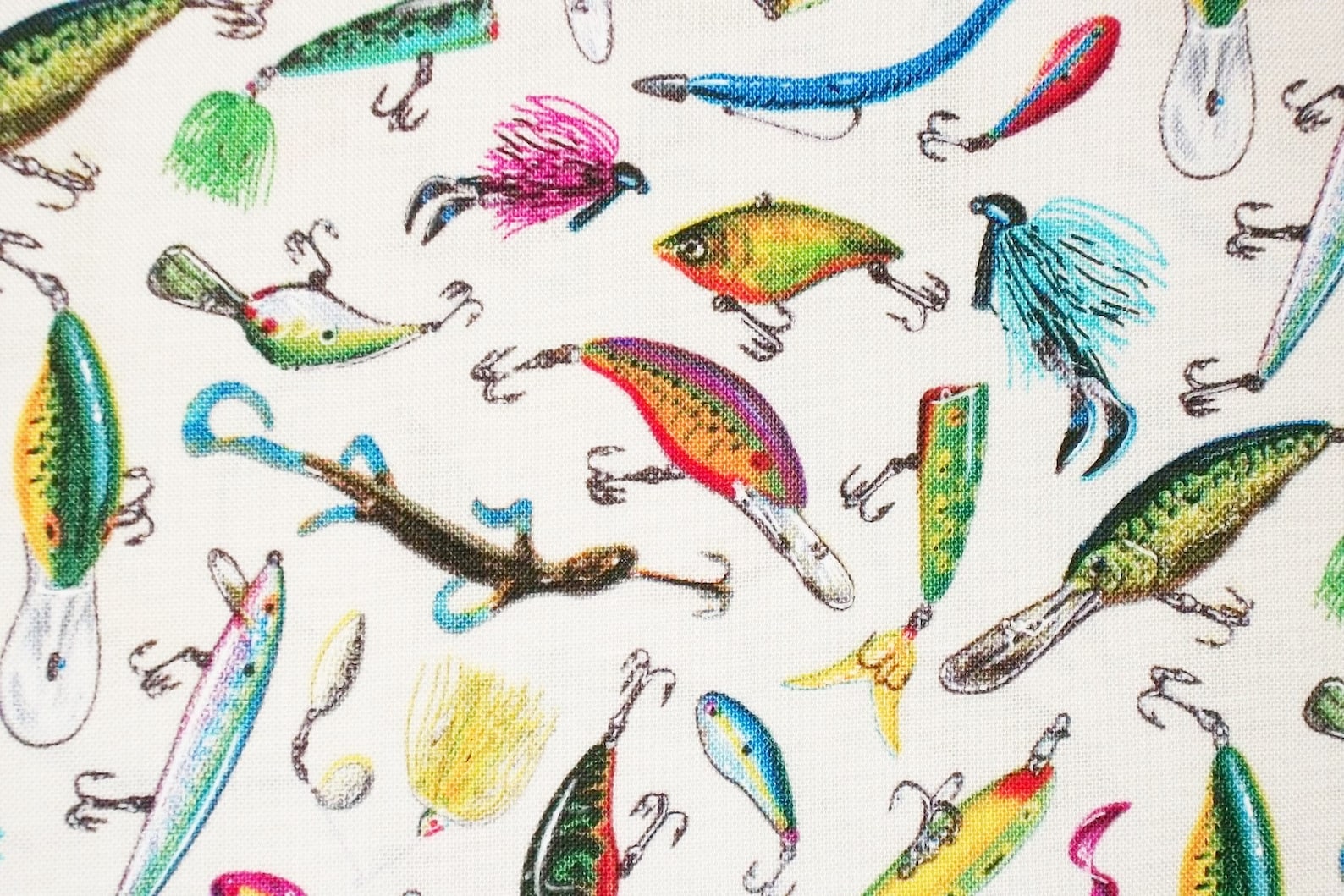 Fishing Fabric Fishing Lures by the Yard Elizabeth Studio Etsy