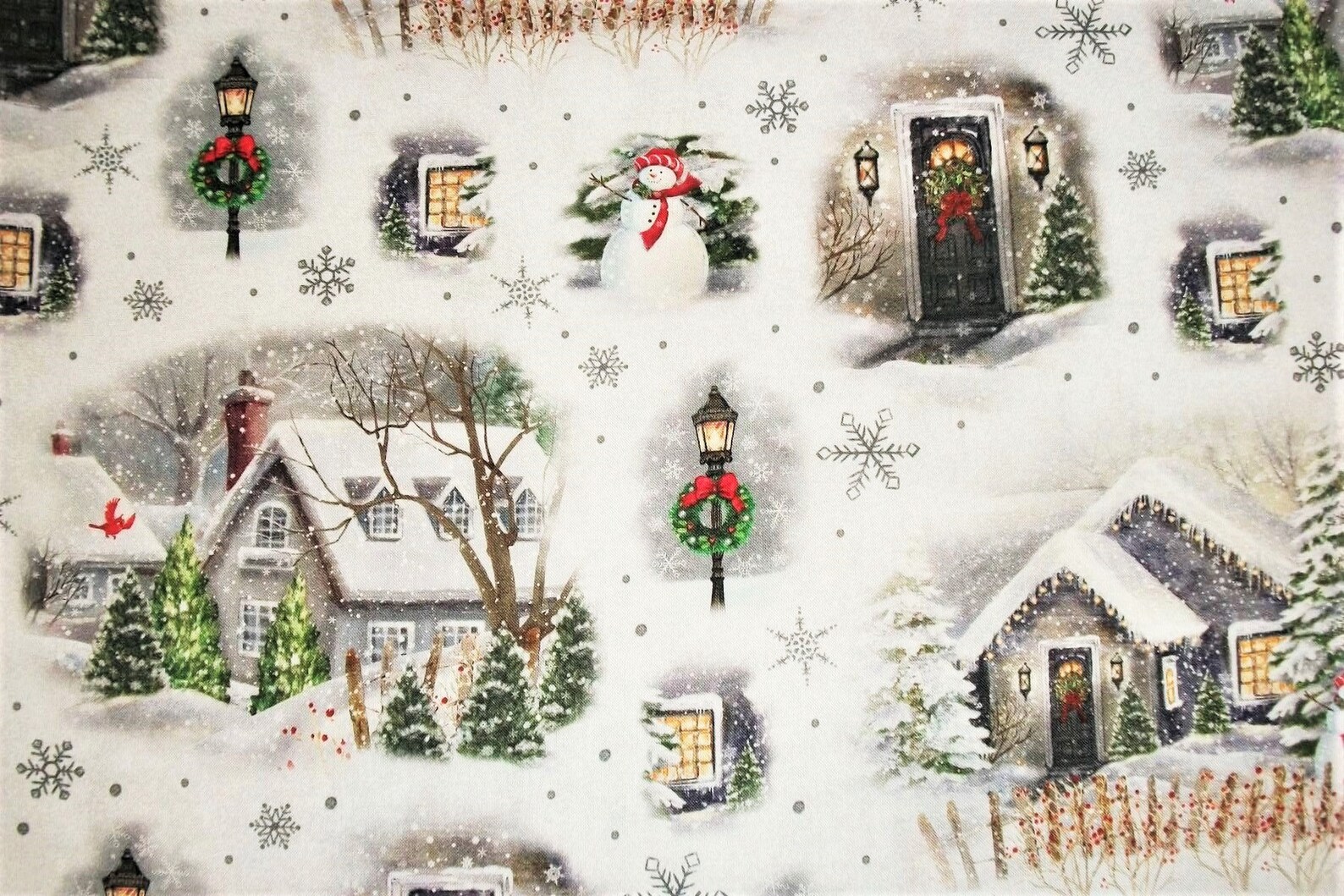 Christmas Fabric Winter Fabric Snow Village Fabric by the Etsy